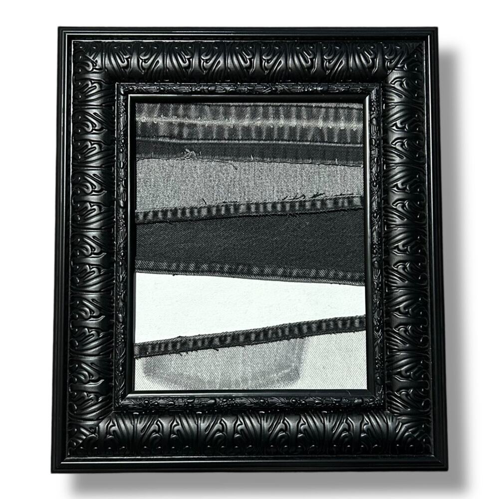 Handmade Denim Art Gothic Wall Art Minimalist Goth Aesthetic Fabric Art 13x15